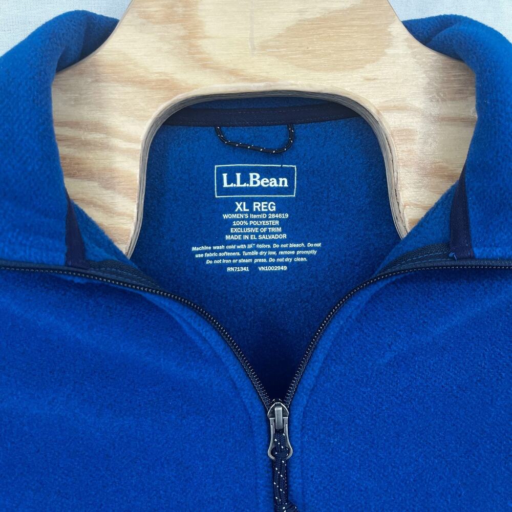 LL Bean FULL Zip Warm Fleece Sweater Womens XL Blue Casual Long Sleeve - Picture 2 of 4